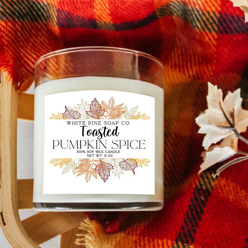 Toasted Pumpkin Spice Candle - 8 oz Hand Poured Soy Wax Fall Candle